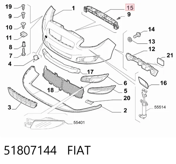 Абсорбер переднего бампера 51807144 Fiat/Alfa/Lancia