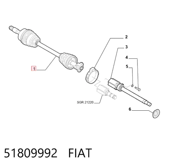 Левая полуось 51809992 Fiat/Alfa/Lancia