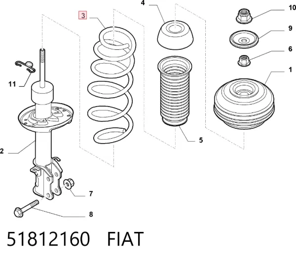 Передняя пружина 51812160 Fiat/Alfa/Lancia