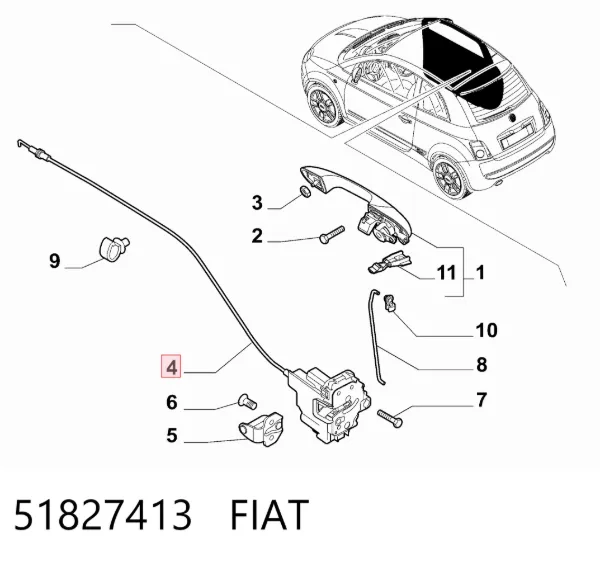 Замок водительской двери 51827413 Fiat/Alfa/Lancia
