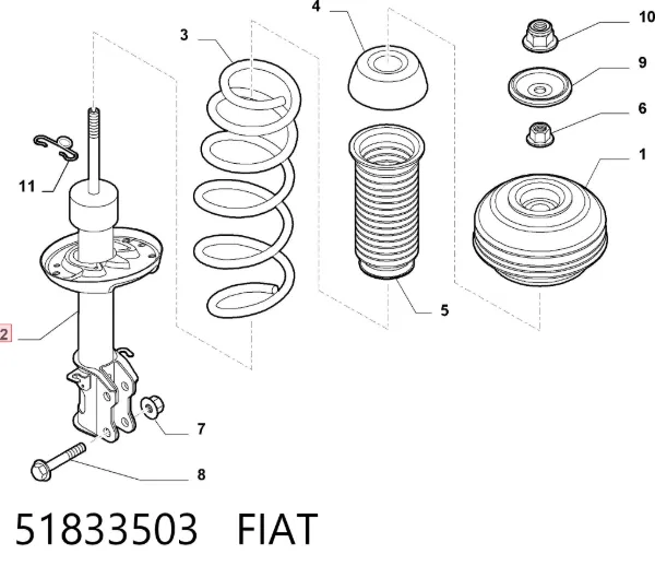 Амортизатор передний левый 51833503 Fiat/Alfa/Lancia