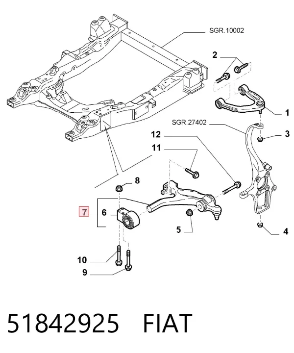 Рычаг передней подвески левый 51842925 Fiat/Alfa/Lancia