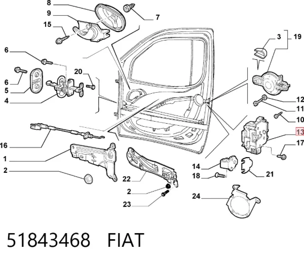 Замок передней правой двери 51843468 Fiat/Alfa/Lancia