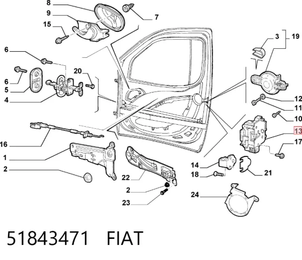 Замок водительской двери 51843471 Fiat/Alfa/Lancia