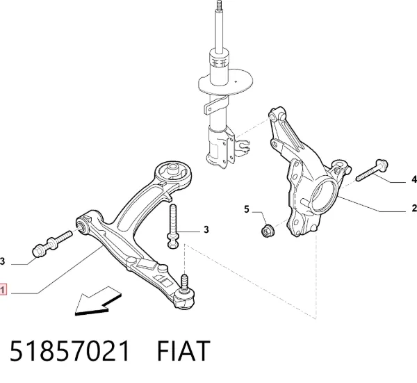 Рычаг передней подвески левый 51857021 Fiat/Alfa/Lancia