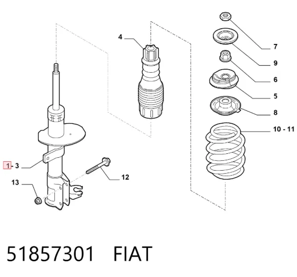 Амортизатор передний левый 51857301 Fiat/Alfa/Lancia