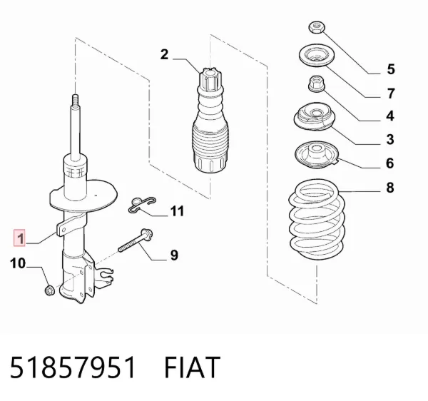 Амортизатор передний левый 51857951 Fiat/Alfa/Lancia