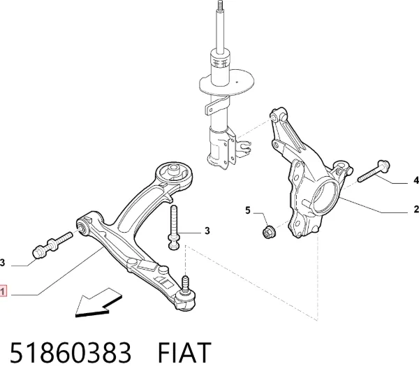 Рычаг передней подвески левый 51860383 Fiat/Alfa/Lancia