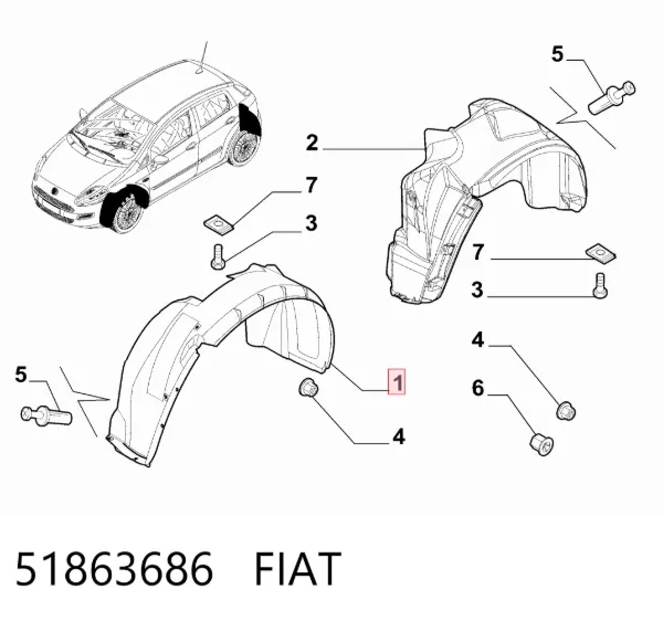 Подкрылок передний левый 51863686 Fiat/Alfa/Lancia