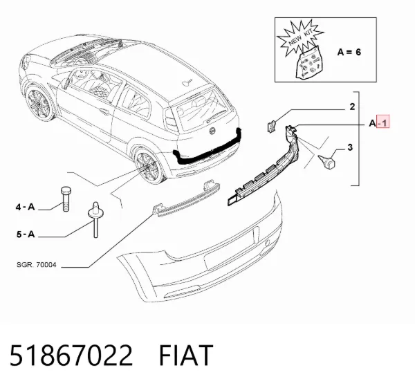 Кронштейн бампера заднего левый 51867022 Fiat/Alfa/Lancia