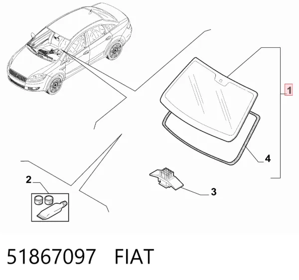 Лобовое стекло 51867097 Fiat/Alfa/Lancia