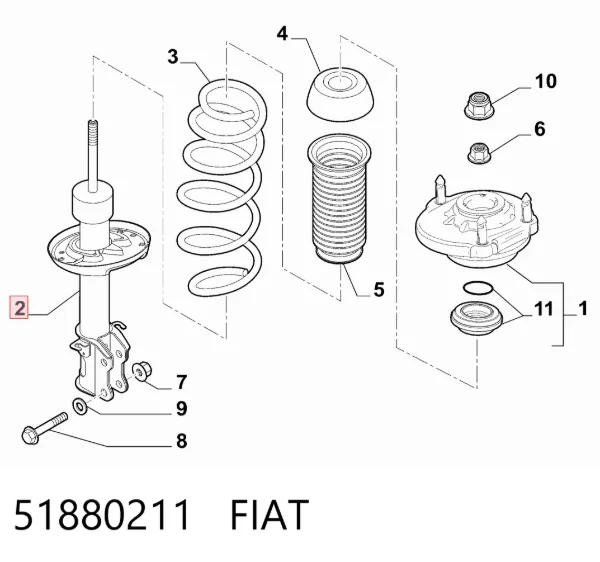 Амортизатор передний правый 51880211 Fiat/Alfa/Lancia