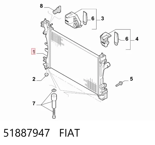 Радиатор 51887947 Fiat/Alfa/Lancia