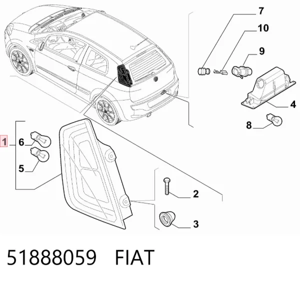 Задний фонарь 51888059 Fiat/Alfa/Lancia
