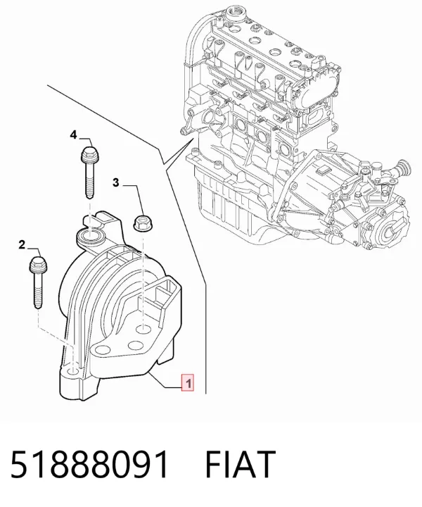 Передняя опора двигателя 51888091 Fiat/Alfa/Lancia