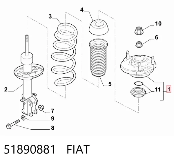 Опора амортизатора переднего левого 51890881 Fiat/Alfa/Lancia