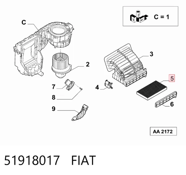Фильтр салона 51918017 Fiat/Alfa/Lancia