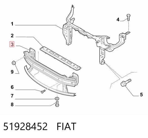 Усилитель переднего бампера 51928452 Fiat/Alfa/Lancia