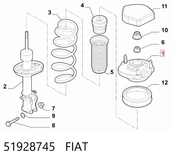 Опора амортизатора переднего правого 51928745 Fiat/Alfa/Lancia