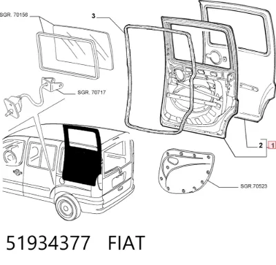 Дверь боковая (сдвижная) правая FIAT 51934377