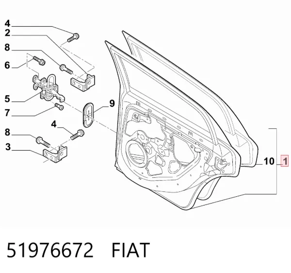 Дверь задняя правая 51976672 Fiat/Alfa/Lancia