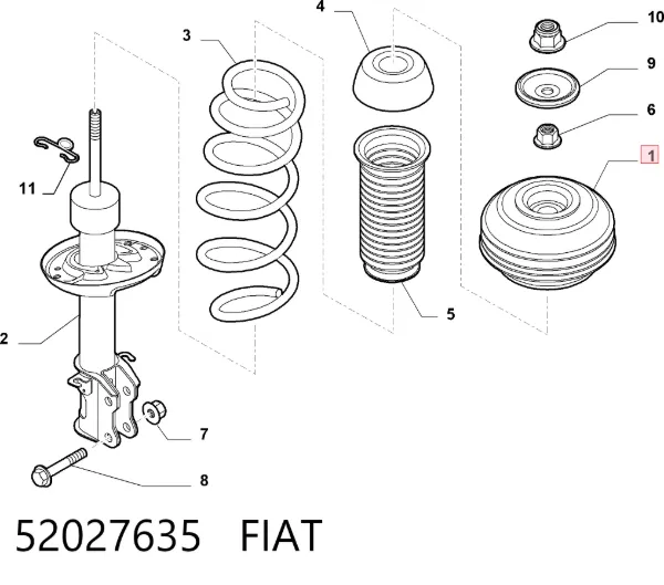 Опора переднего амортизатора 52027635 Fiat/Alfa/Lancia
