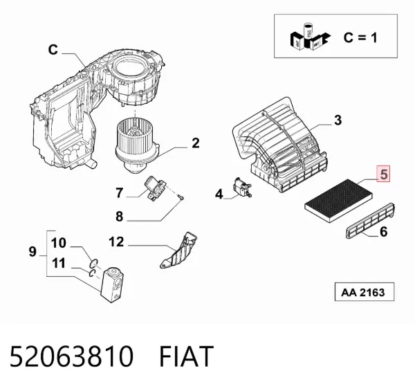 Фильтр салона 52063810 Fiat/Alfa/Lancia
