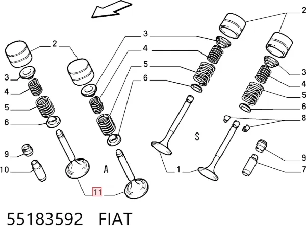 Впускной клапан 55183592 Fiat/Alfa/Lancia
