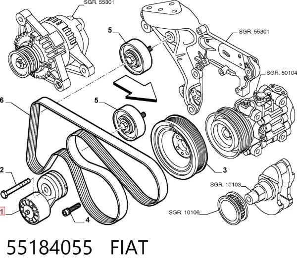 Натяжитель приводного ремня 55184055 Fiat/Alfa/Lancia