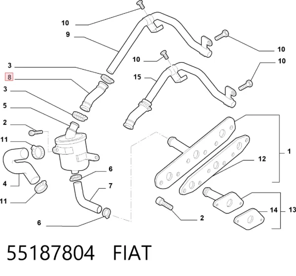 Патрубок вентиляции картерных газов 55187804 Fiat/Alfa/Lancia