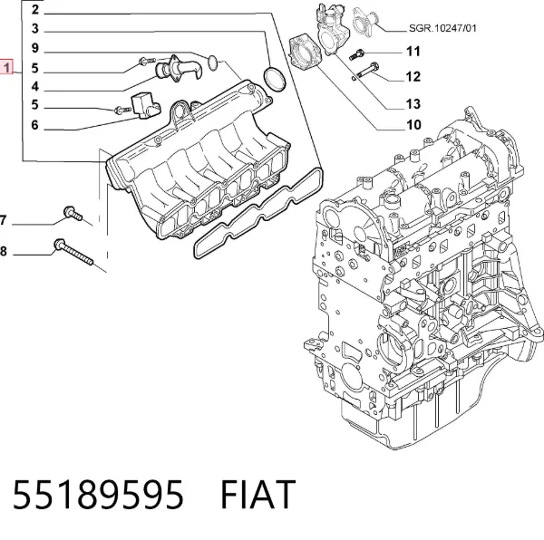 Впускной коллектор 55189595 Fiat/Alfa/Lancia