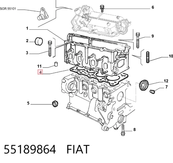 Прокладка ГБЦ 55189864 Fiat/Alfa/Lancia