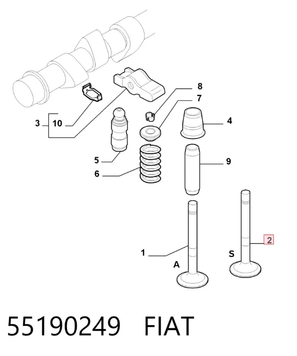 Выпускной клапан 55190249 Fiat/Alfa/Lancia