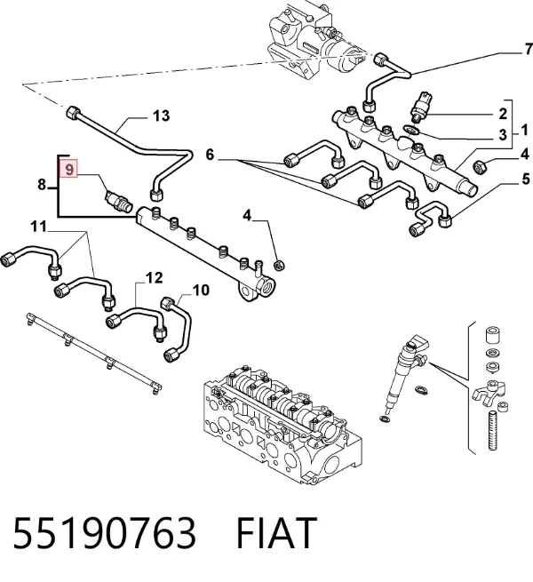 Датчик давления топлива 55190763 Fiat/Alfa/Lancia