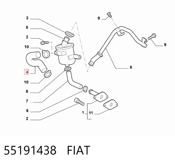 Патрубок вентиляции картерных газов 55191438 Fiat/Alfa/Lancia