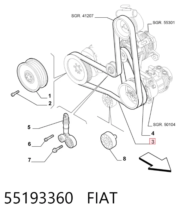 Ремень генератора 55193360 Fiat/Alfa/Lancia