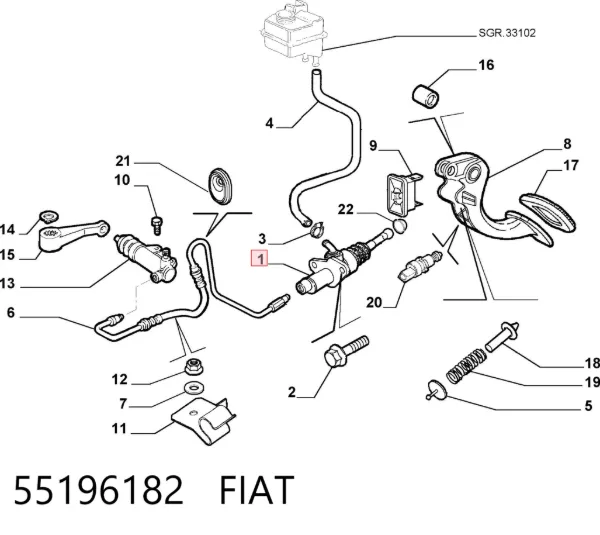Главный цилиндр сцепления 55196182 Fiat/Alfa/Lancia