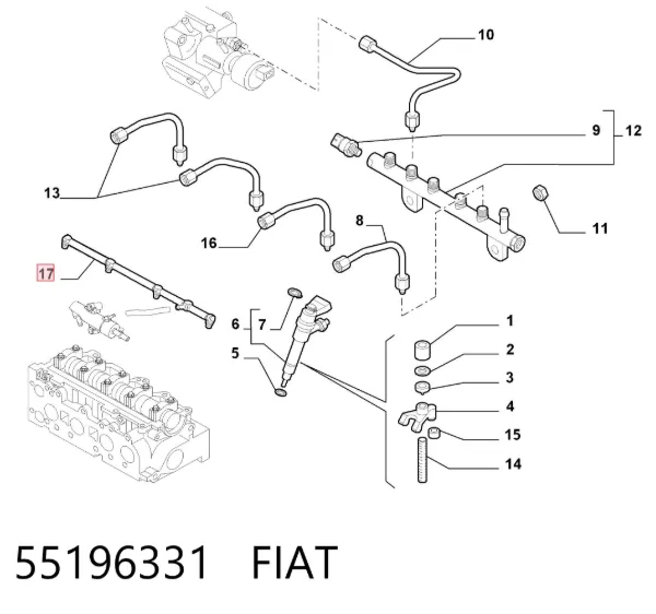 Обратная топливная трубка 55196331 Fiat/Alfa/Lancia