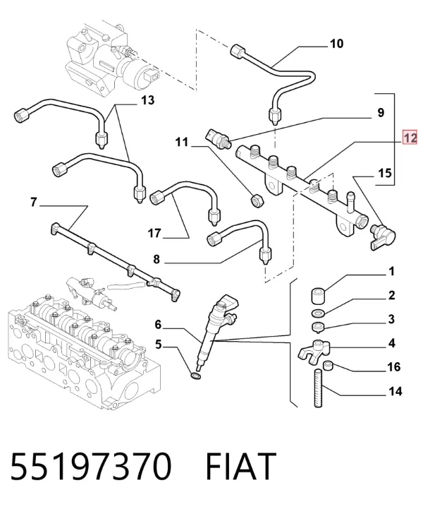 Распределитель топлива (рампа) 55197370 Fiat/Alfa/Lancia