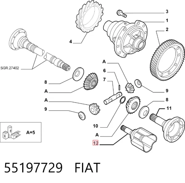 Шрус внутренний левый 55197729 Fiat/Alfa/Lancia