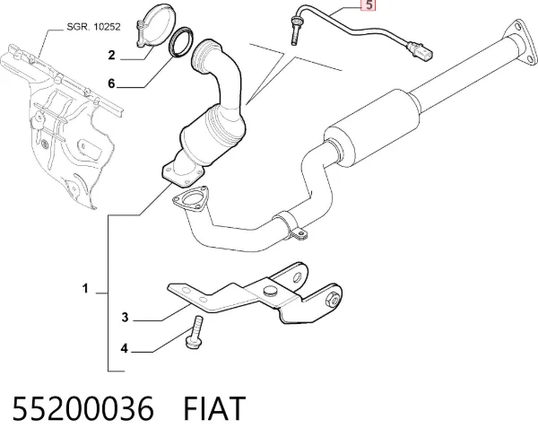 Датчик температуры отработавших газов (ОГ), до катализатора 55200036 Fiat/Alfa/Lancia