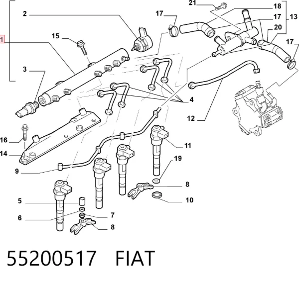Распределитель топлива (рампа) 55200517 Fiat/Alfa/Lancia