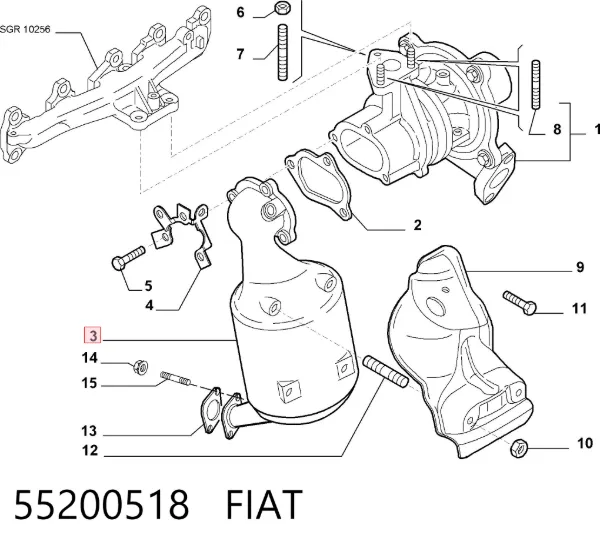 Катализатор 55200518 Fiat/Alfa/Lancia