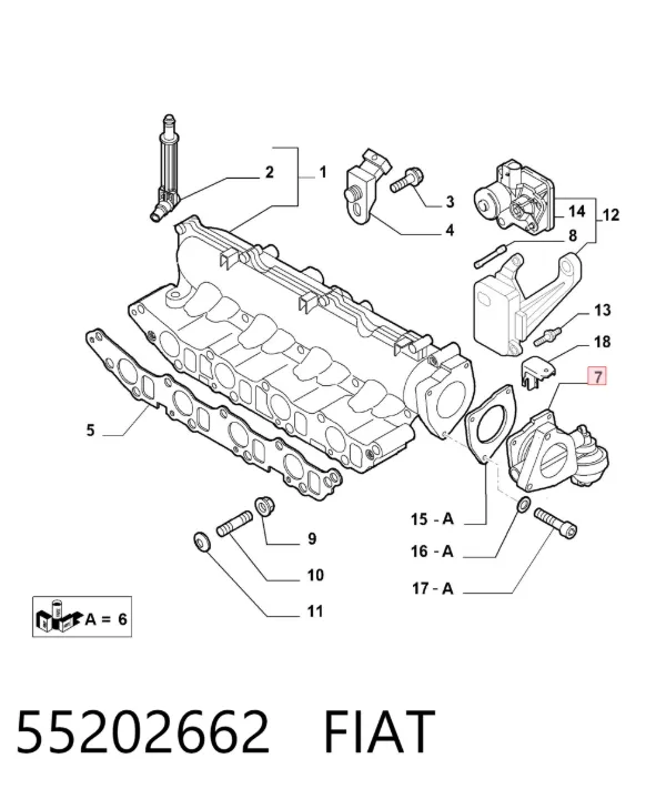 Дроссельная заслонка 55202662 Fiat/Alfa/Lancia