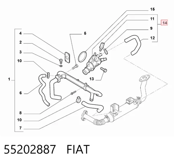 Корпус термостата 55202887 Fiat/Alfa/Lancia