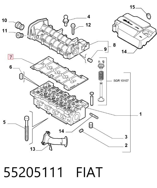 Прокладка клапанной крышки 55205111 Fiat/Alfa/Lancia