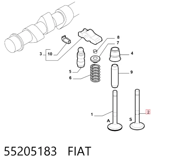 Выпускной клапан 55205183 Fiat/Alfa/Lancia