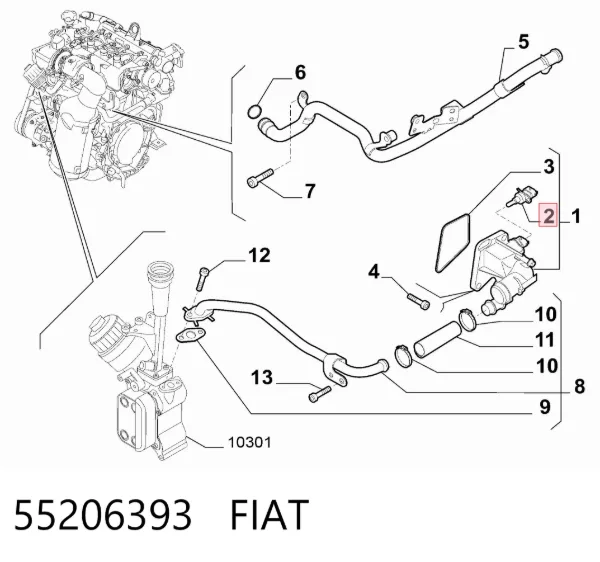 Датчик температуры охлаждающей жидкости 55206393 Fiat/Alfa/Lancia