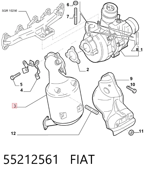 Катализатор 55212561 Fiat/Alfa/Lancia