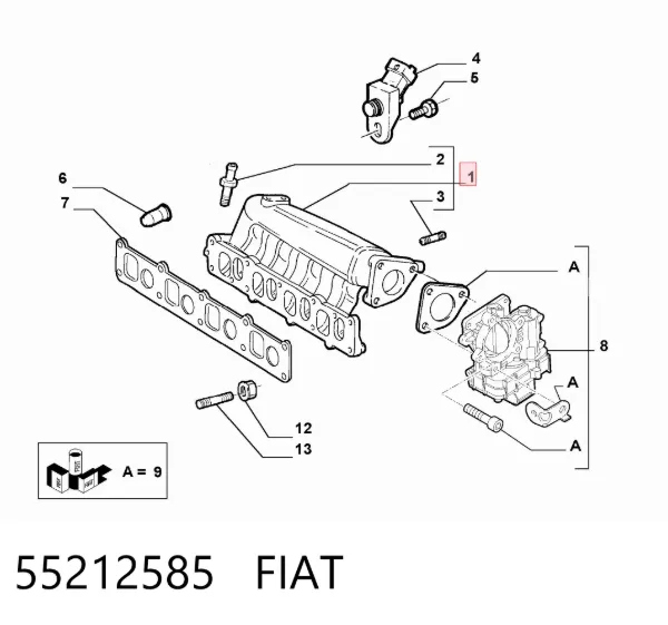 Впускной коллектор 55212585 Fiat/Alfa/Lancia